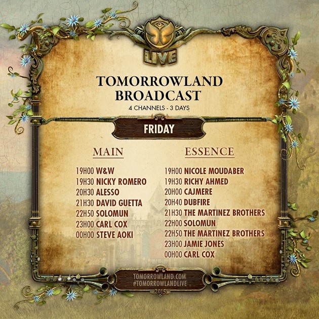 Tomorrowland 2015 Livestream Timetable