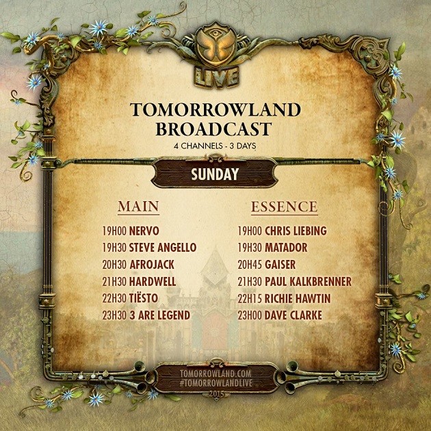 Tomorrowland Livestream 2015 timetable