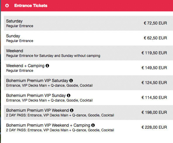Mysteryland 2016 - Ticketpreise